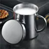 500ML Doppel Wand Anti Verbrühungen Kaffee Becher Isolierte Tragbare Edelstahl Trinken Tasse Trinkbecher Stahl Polieren Bier Tee saft 1
