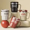 WORTHBUY Kaffeetasse mit Deckel und Griff, 304 Edelstahl, Tee, Milch, Kaffeetasse, doppelwandig, isoliert, Anti-Verbrühungs-Trinkbecher 2