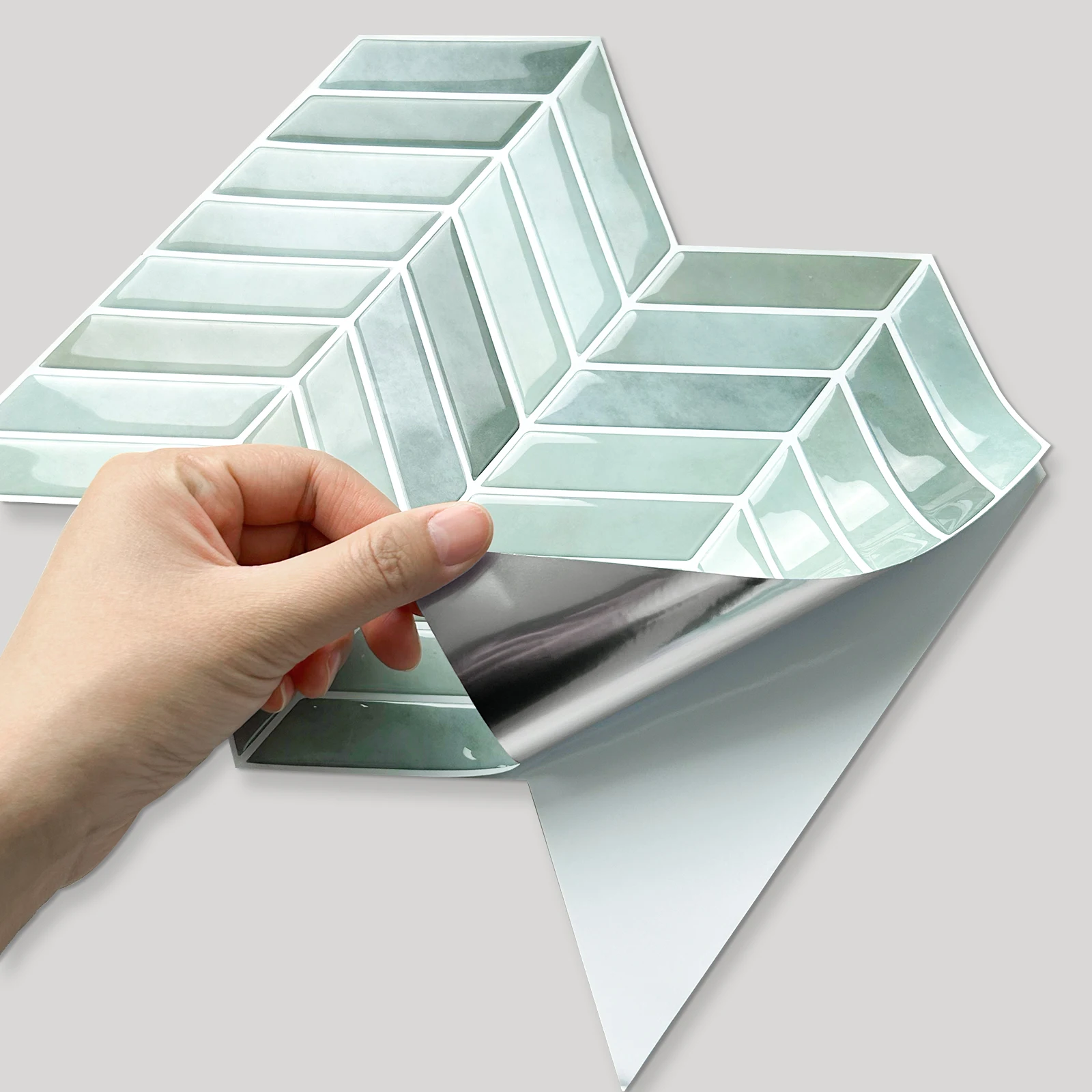 5 Blatt wasserfeste Wandfliesen zum Abziehen und Aufkleben, 25,4 x 25,4 cm, für Küche und Badezimmer 2