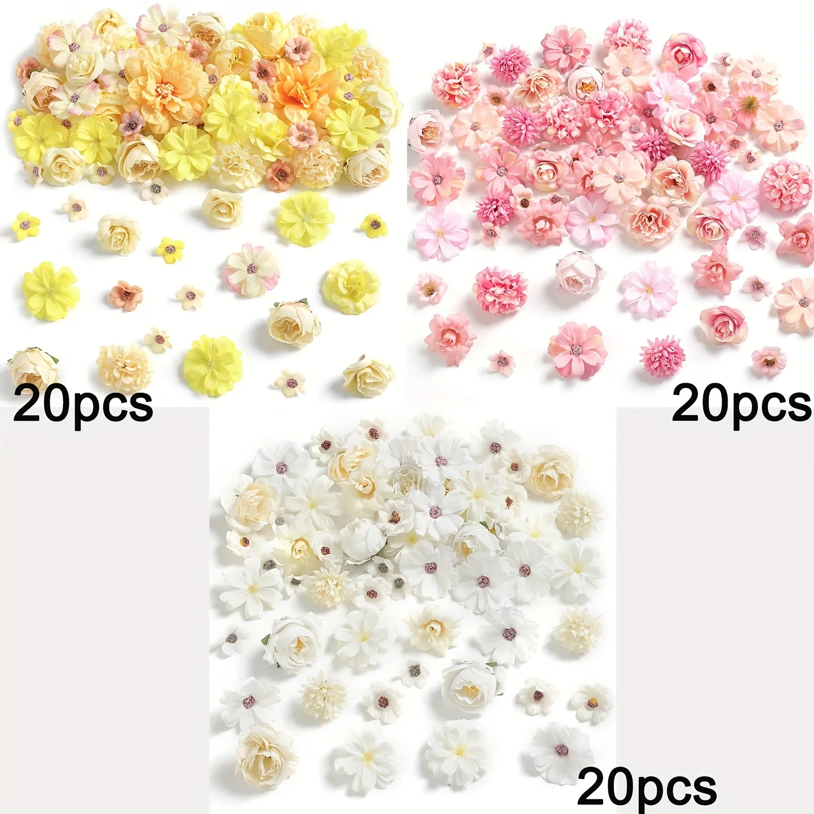 60 Stück künstliche Blumen Kopf Seide Rose gefälschte Blumen Home Decor Party Supplies Hochzeit Dekoration Handwerk Geschenke Kranz Zubehör 3
