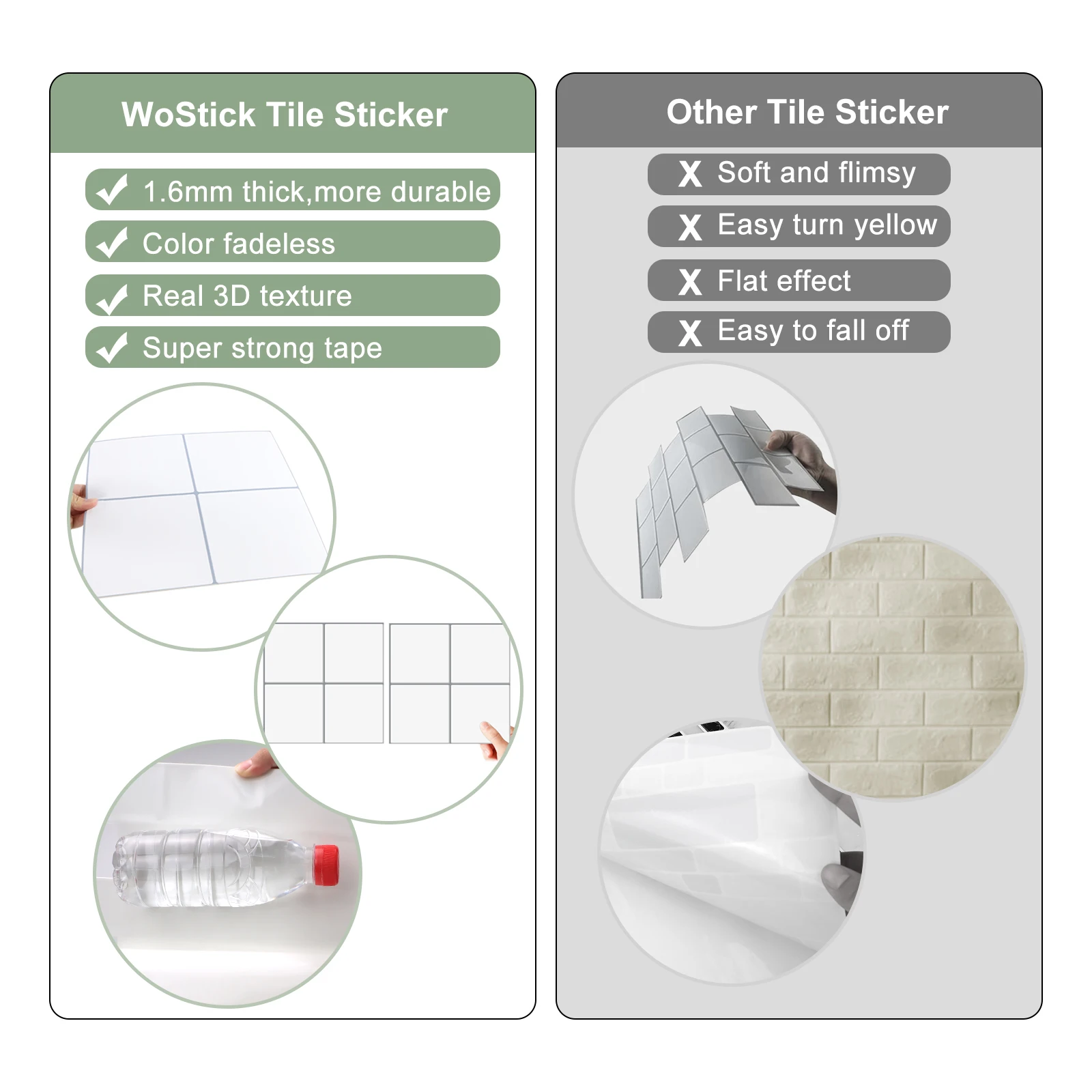 10 Stück 3D-Gitterversion zum Abziehen und Aufkleben von Fliesen, verdickt, quadratisch, wasserdicht, 3D-Küche, Badezimmer, Wandaufkleber für Heimdekoration 5