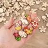 50/100 Stück Ostern Holzhandwerk Ornament Kaninchen Eier Kinder Malerei DIY Holzscheibe 2025, Frühling Ostern Party Home Tischdekoration 2