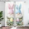 2Pcs Ostern Ei Gnome Kaninchen Gedruckt Fenster Vorhang Für Schlafzimmer Büro Küche Wohnzimmer Und Studie Stange Loch Fenster 4