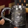 Bierkrug aus Edelstahl für Zuhause, bruchsicher, Bar-Dekor, Retro-Kaffeetasse, großes Fassungsvermögen, Vintage-Totenkopfbecher, Trinkgeschirr, Küchenzubehör 1