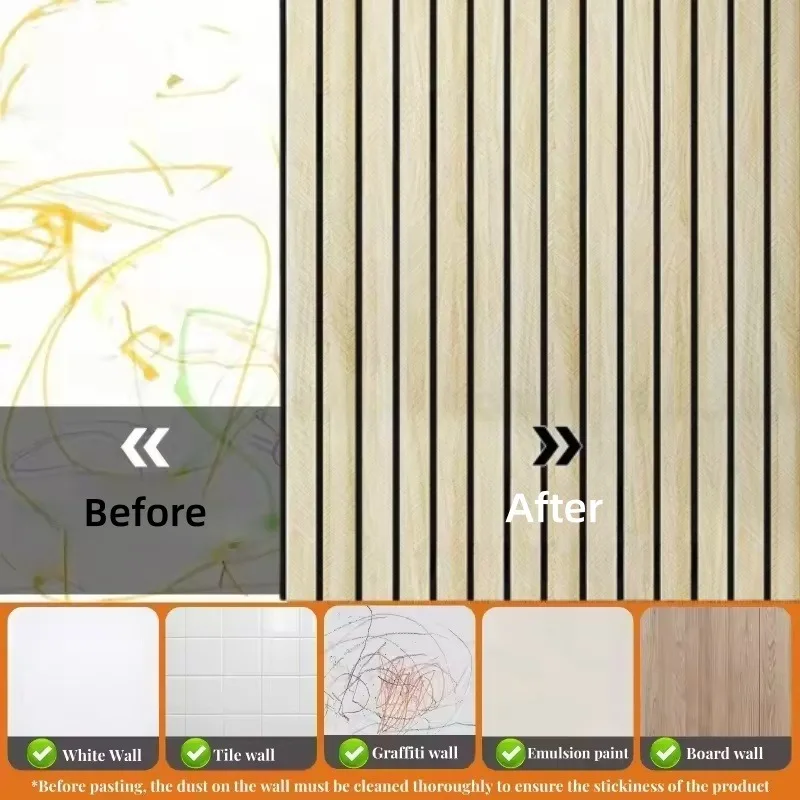 Nachahmung von Holzmaserung, Schaumstoff-Tapete, selbstklebend, wasserdicht, für Schlafzimmer, Wohnzimmer, Wandaufkleber zum Abziehen und Aufkleben, Heimdekoration 4