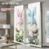 2Pcs Ostern Ei Gnome Kaninchen Gedruckt Fenster Vorhang Für Schlafzimmer Büro Küche Wohnzimmer Und Studie Stange Loch Fenster 2