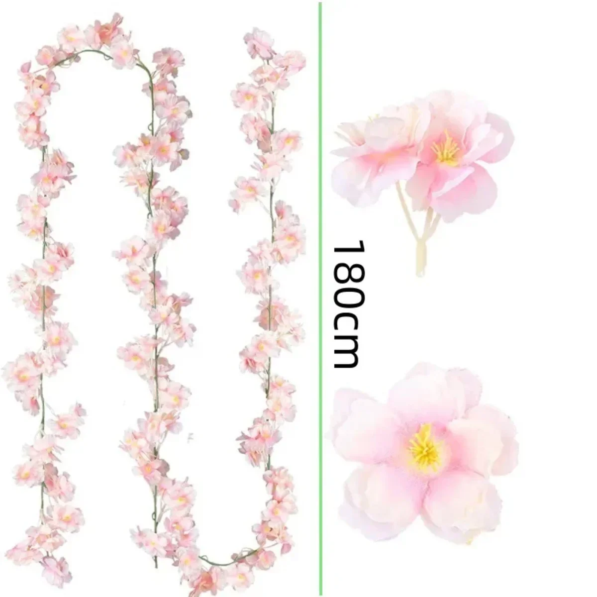 1-5 Stück Künstliche Kirschblüten-Girlande, Kunstblumenranken, Efeu-Deko für Wandverkleidung, Hochzeit, Heimdekoration 6