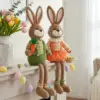 Osterhase Deko-Stofffigur Niedliche Hasenfigur für Regal Kaminsims Frühlings-Heimdekoration Tisch-Mittelstück Ornament