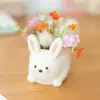 Frühlingshase-Dekor, niedliches weißes Kaninchen, künstliche Blumen, Topfornamente, Zuhause, Zimmer, Büro, Fensterbank, Kunst, Ostern, Dekor, Foto-Requisiten, Geschenk 2