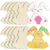 10 teile/satz Unvollendete Holz Osterhase Kaninchen Ornament Kinder DIY Holz Malerei Graffiti Holz Handwerk Kinder Ostern Party Geschenk 4