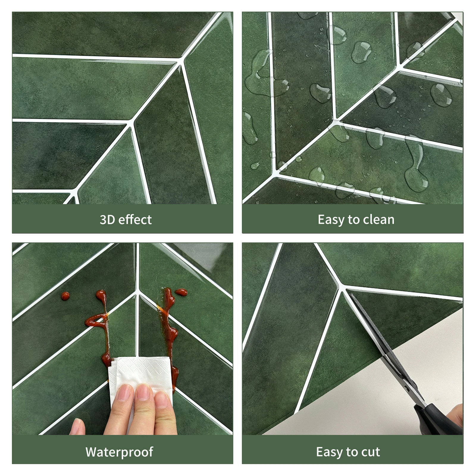 10 Stück 3D-Wandfliesenaufkleber zum Abziehen und Aufkleben, selbstklebende, wasserdichte Tapete, einfach aufzutragen, für Küche, Badezimmer, Wohnzimmer, Dekoration 5
