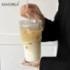 600 ml Streifen-Glas-Kaffeetasse mit Deckel und ohne Deckel, Strohhalm, transparente Trinkgläser für Saft, Eiskaffeetassen, Trinkgeschirr 2