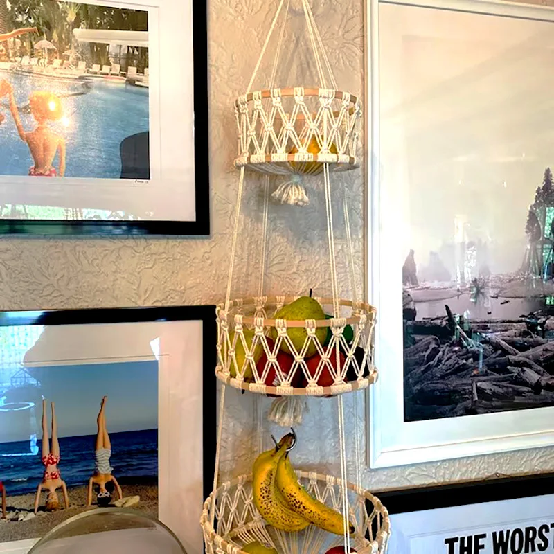 Obst-Pflanzen-Hängekorb, gewebter Wandteppich, Raumdekoration, Heim- und Dekoration für Schlafzimmer, Wandkunst, Ästhetik, Ornamente, Bohemian-Stil 2