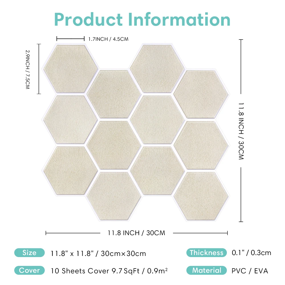 5/10 Stück PVC-Wandaufkleber zum Abziehen und Aufkleben, 11,8 x 11,8 Zoll, wasserdicht, Innendekoration, Wohnzimmer-Wanddekoration 3