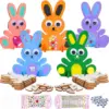 20 Stück Holz-Osterornamente zum Bemalen von Kaninchen, Häschen, Holz, DIY, blanko, unvollendete runde Scheiben, Ornament zum Basteln, Hängedekoration 3