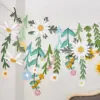 Buntes DIY Frühlingsblumen-Geburtstagsbanner für Kinder, Klassenzimmerdekoration, langes Blatt-Blumen-Happy-Birthday-Party-Hintergrundbild 1