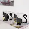 1–2 Stück, 250 ml, niedliche schwarze Katze, Glas-Kaffeetasse, Handgriff, Tierform, Milch, Wasser, Saft, Tassen, Teetasse, japanischer Stil, Geschenk 5