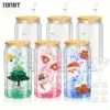 6PCS 16oz Klarer Plastikbecher Bambusdeckel Strohbecher Doppelwandiger Schneekugelbecher Vorgebohrte Wasserflasche Einmachglas Becher Trinken