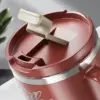 WORTHBUY Kaffeetasse mit Deckel und Griff, 304 Edelstahl, Tee, Milch, Kaffeetasse, doppelwandig, isoliert, Anti-Verbrühungs-Trinkbecher 6