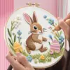 Oster-Frühlings-Hase Blumen-Stickerei DIY-Set 2026 Handgemachtes Anfänger-Stickerei-Material-Kit mit EN-Anleitung Geschenk 1