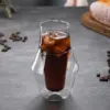 YWDL Neuer Kreativer Doppelwandiger Glasbecher Espresso-Kaffeetasse Verbrühungssicherer Milch-Party-Brandy-Wein-Teetasse 120/250/335ml 3