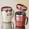 WORTHBUY Kaffeetasse mit Deckel und Griff, 304 Edelstahl, Tee, Milch, Kaffeetasse, doppelwandig, isoliert, Anti-Verbrühungs-Trinkbecher 1