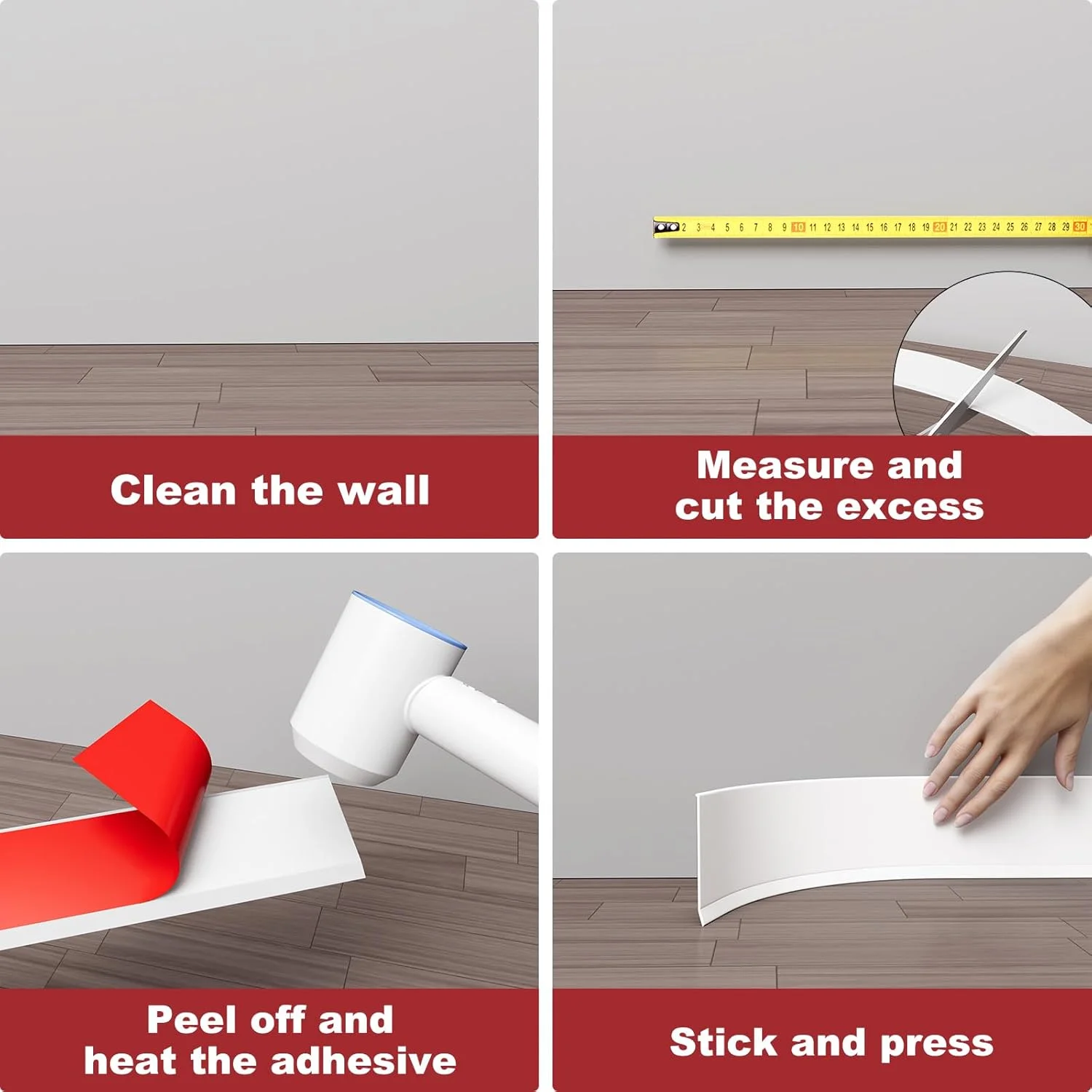 1PC 1/2/3/5/6M Selbst-klebe Gummi Sockelleiste Wasserdichte Wand Aufkleber rand Schließen Streifen Wohnzimmer Fußleiste Dekor 6