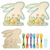 Unvollendetes Oster-Kreuzstich-Set aus Holz, Osterhasen-Ei, Holzornament, Kunsthandwerk, Kinderparty, Ostern, Aktivität, DIY-Stickset 4