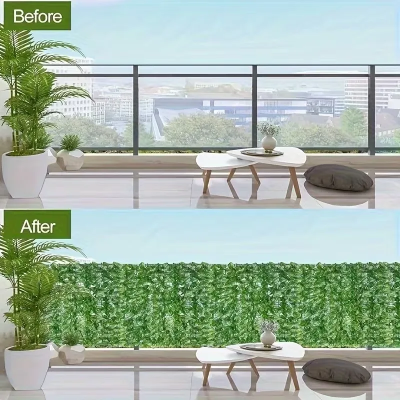 50 x 100 cm, realistischer künstlicher Efeu-Zaun, grüne Blattrebe, Sichtschutzwand, dekorative Pflanzen für Garten, Terrasse, Außenbereich 3