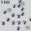 YHB Nicht-Hotfix Hochwertige Kältefixierung Weißer Kristall AB Stass Flatback Strasssteine für Nageldekoration DiY Nail Art