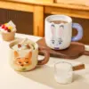 Disney Tier-Keramikbecher, hitzebeständig, für Kaffee, Frühstück, Milch, Haferflocken, mit Henkel, großes Fassungsvermögen, Relief-Paarbecher, Geschenk 3