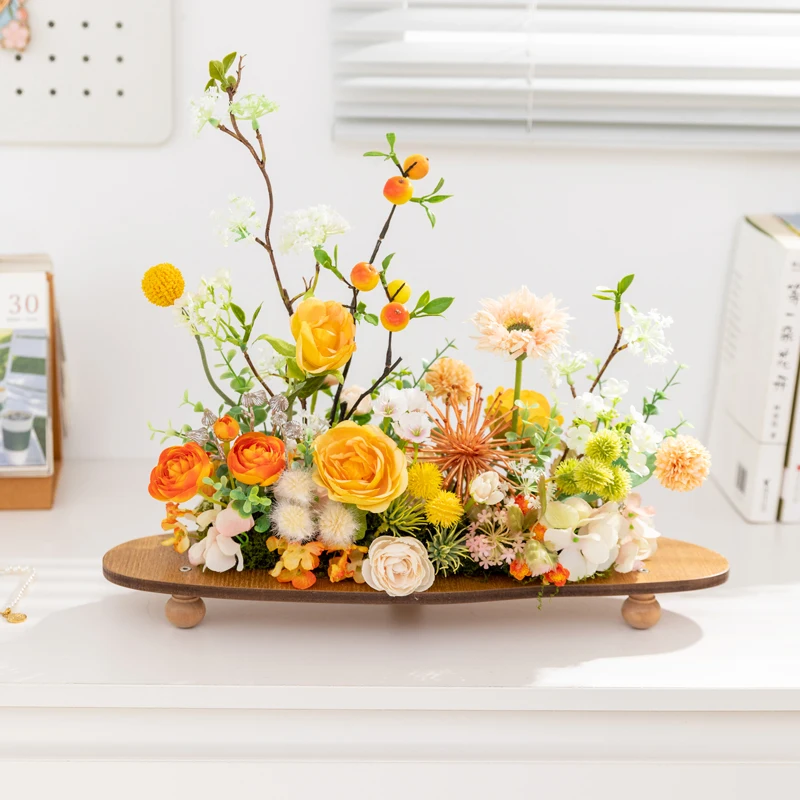 Frühling künstliche Blumen Arrangement Herzstück Home Office Dekor gefälschte Blumen Hochzeit Party Display Requisiten Geschenke für Frauen 2