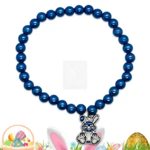 Osterarmband mit blauen Perlen und Hasenanhänger