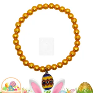 Osterarmband mit goldgelben Perlen und Osterei Anhänger