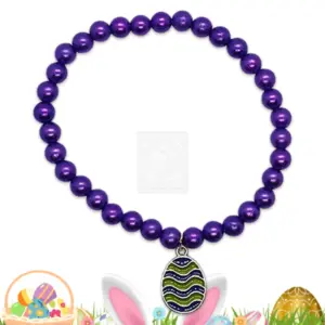 Osterarmband mit violetten Perlen und Osterei Anhänger