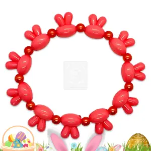 Osterarmband mit korallenroten Hasenperlen