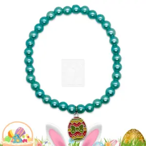 Osterarmband mit türkisfarbenen Perlen und Osterei Anhänger