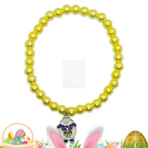 Osterarmband mit gelben Perlen und Schafanhänger