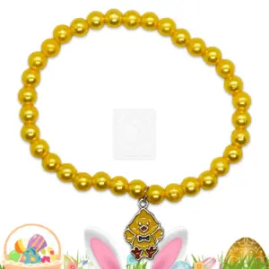 Osterarmband mit goldgelben Perlen und Kükenanhänger