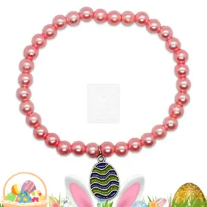 Osterarmband mit rosafarbenen Perlen und Osterei Anhänger