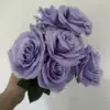9-köpfiger Rosenstrauß, künstliche Blume, lila, dunkelviolette Rose, künstliche Rose, Wohnzimmerdekoration, Hochzeit 4