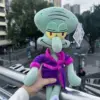 Cartoon Spongebob Thaddäus Plüschpuppe Anime Lila Pyjama-Bademantel Weiches Stofftier Schlafbegleiter-Puppe Überraschungsgeschenke 4