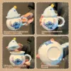 Disney Nette Stich Keramik Becher Mit Deckel Wärmedämmung Griff Hause Paar Wasser Tasse Exquisite Geschenk Box Verpackt Geburtstag Geschenk 6
