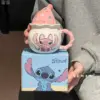 Disney Nette Stich Keramik Becher Mit Deckel Wärmedämmung Griff Hause Paar Wasser Tasse Exquisite Geschenk Box Verpackt Geburtstag Geschenk 4