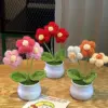 1/2/4 Stück DIY Handgewebte Mini-Topfblume Rose Büro Schreibtisch Dekorative Topfpflanzen Wollfaden Fertigprodukt Heimdekoration 2