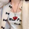 Neue Rote Herz Bogen Anhänger Halskette für Frauen Mädchen Kristall Halskette Schwarz Leder Seil Kette Halsketten Y2k Schmuck Freund Geschenk 6