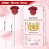 12/24 Stück Rote Glitzer-Rosen Bouquet DIY Geschenkset Dauerhafte Glänzende Künstliche Rosen für Valentinstag Jahrestag Verlobung Hochzeit 3
