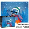 Stitch Schneemütze Spaßiges Dickes Langlebiges Weißes Kartendesign Bestseller Papierpuzzle, Elegante Verpackungsbox, Rechteckige Form, Gehirntraining