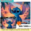 Stitch Sunset Beach Puzzle – Lebhaftes Cartoon-Design, strapazierfähiger weißer Karton, perfekt für Spaß für Erwachsene und die ganze Familie, verbessert die Spielerfreude 1