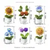 1/2/4 Stück DIY Handgewebte Mini-Topfblume Rose Büro Schreibtisch Dekorative Topfpflanzen Wollfaden Fertigprodukt Heimdekoration 6